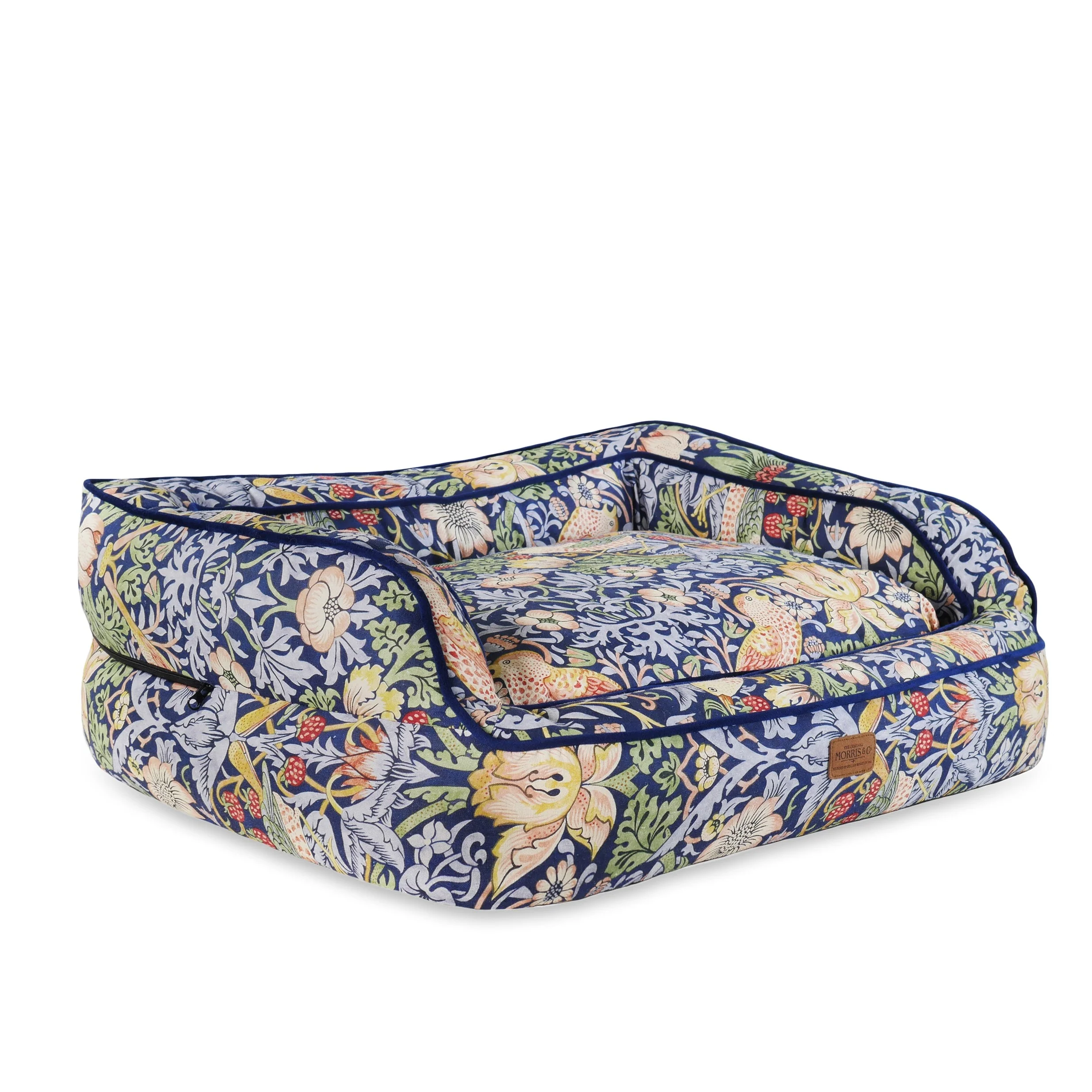 Morris & Co Strawberry Thief Dark Blue Dog Sofa Bed - Image 3