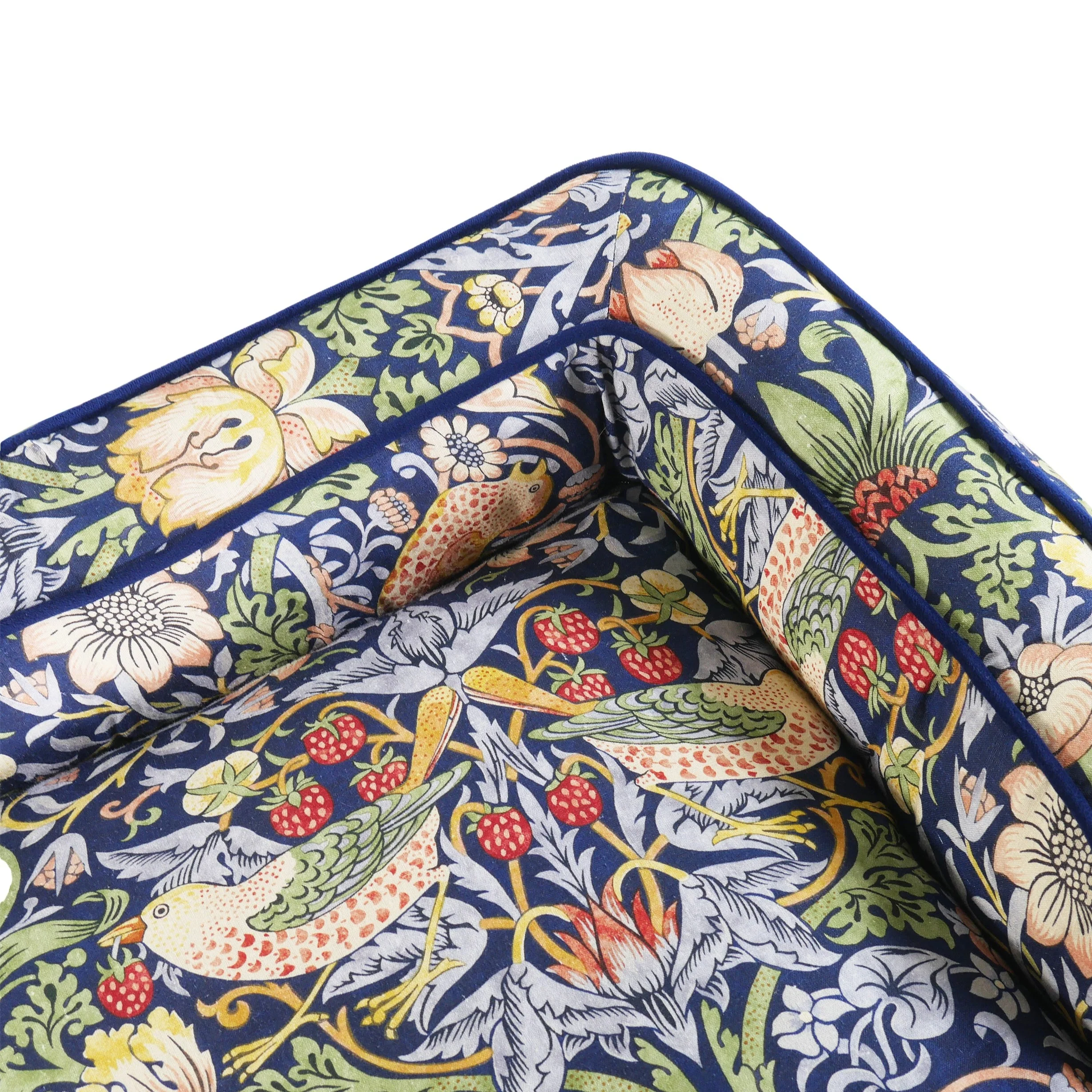 Morris & Co Strawberry Thief Dark Blue Dog Sofa Bed - Image 4