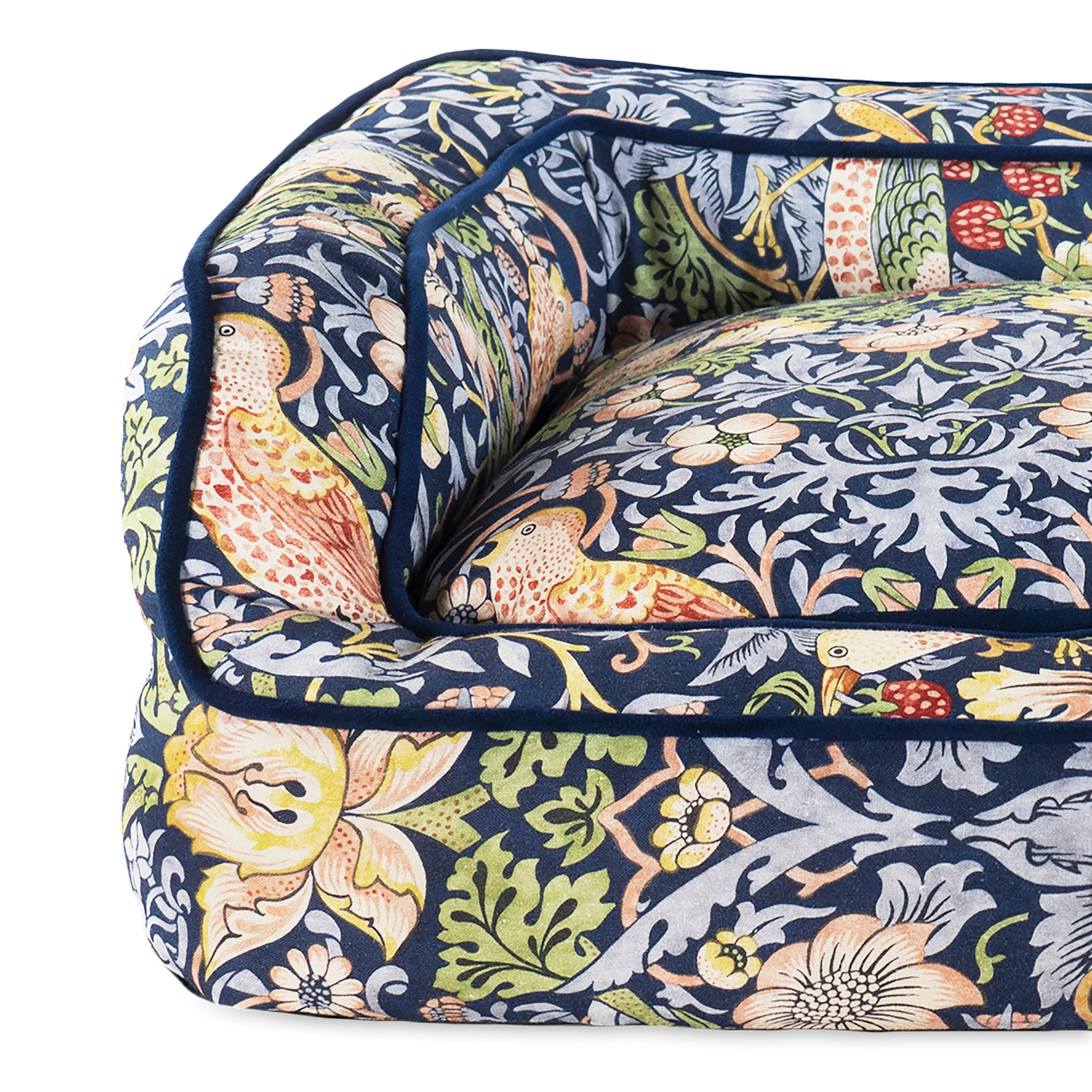 Morris & Co Strawberry Thief Dark Blue Dog Sofa Bed - Image 5