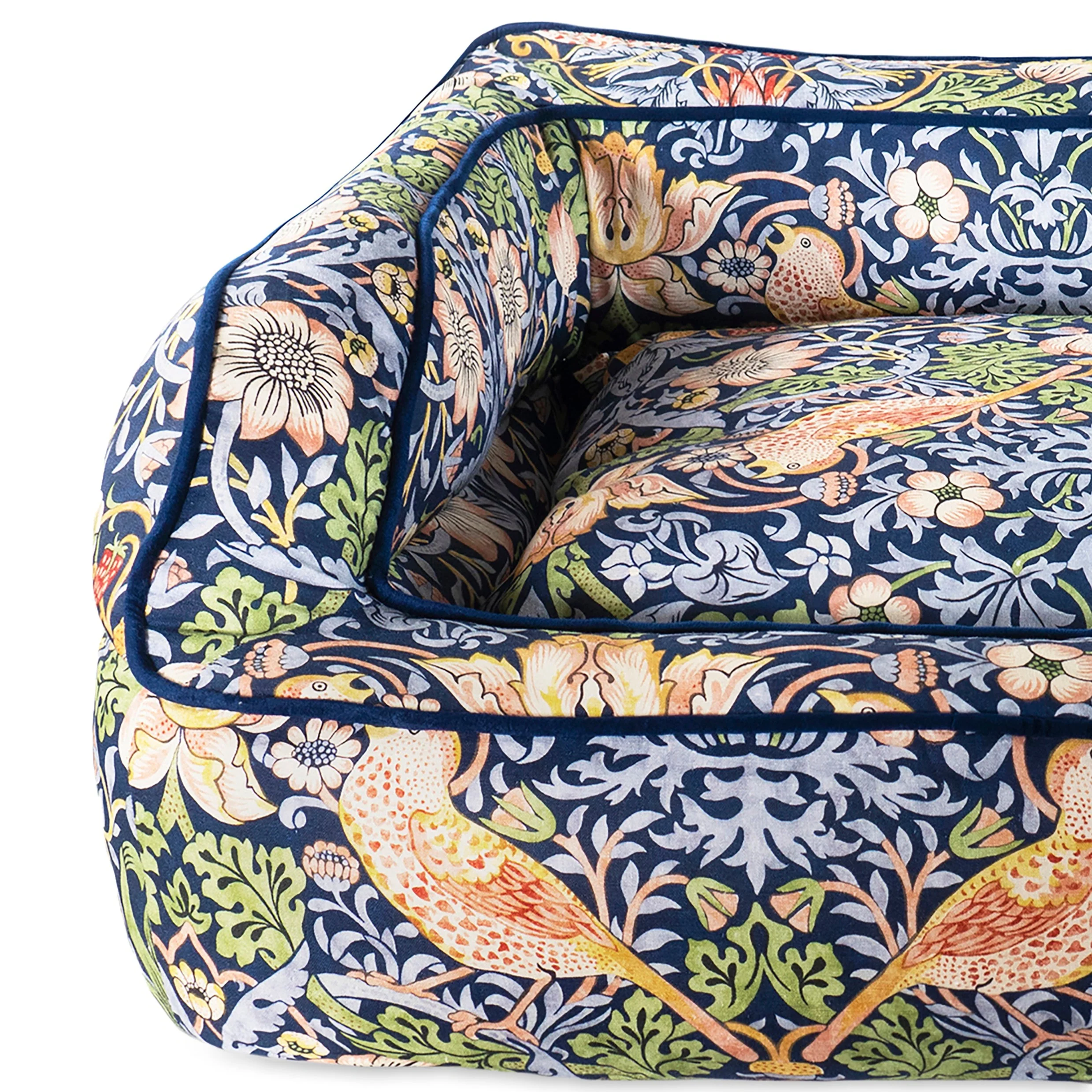 Morris & Co Strawberry Thief Dark Blue Dog Sofa Bed - Image 9